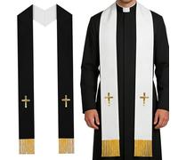 Estolas de clero para hombre y mujer - Bordado reversible de doble cara con borlas, estola de párroco litúrgico de alta calidad, prenda profesional para sacerdotes para bodas, bautizos y funerales |