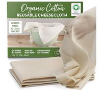 Estopilla de algodón orgánico sin blanquear para colar - 2 cuadrados reutilizables con dobladillo, certificado GOTS, colador reutilizable fino - grande 23 pulgadas x 23 pulgadas