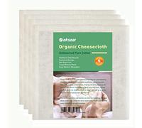 Estopilla de algodón puro sin blanquear - Gasa de densidad 90, 50 x 50 cm, lavable y reutilizable (paquete de 4)