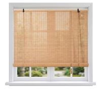 Estor Bambú Enrollable Natural Opacidad 70%, Persianas Enrollables Exterior e Interior, Cortina Bambu Transpirable con Elevador para Balcón Porch Jardines y Ventanas(W80xH80cm)