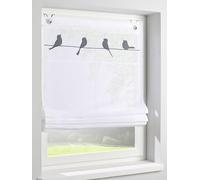 Estor con diseño de pájaros, color gris, con ojales, para ventanas de tamaño 60 x 140 cm, montaje sin taladrar