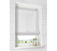 Estor con ojales Brondy blanco semitransparente, aspecto de lino, cortina romana con gancho para colgar sin agujeros, ancho 45 cm x alto 140 cm