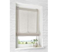 Estor con ojales Brondy color marrón natural semitransparente con aspecto de lino, con ganchos para colgar sin taladro, ancho 80 cm, altura: 140 cm