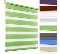 Estor Doble Klemmfix sin taladrar 60 x 140 cm Protección de la Intimidad Estores para Ventanas Enrollables Incluye Clips de Sujeción Klemmfix para Salón, Cocina, Verde