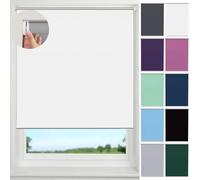 Estor Enrollable Blackout 95 x 200 cm, 100% Opaca sin Taladrar, Persianas Enrollables Estor Opaco, Instalación Fácil con Cadena para Baño Oficina Dormitorio Salón, Blanco