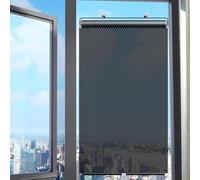 Estor Enrollable con Ventosas Transparentes Estores Opacos Negro,Cortina Persianas Enrollable Ventana PVC,privacidad para Salón,Dormitorio,Oficina (58×125cm)