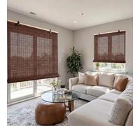 Estor Enrollable De Bambú Natural, Persianas Romanas con Elevador, Cortina Opaca Transpirable para Ventanas Y Puertas, Cortina De Madera Anti-UV Interior Y Exterior(Chestnut,W150xH220cm)