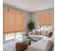 Estor Enrollable De Bambú Natural, Persianas Romanas con Elevador, Cortina Opaca Transpirable para Ventanas Y Puertas, Cortina De Madera Anti-UV Interior Y Exterior(Carbonized,W125xH250cm)