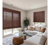 Estor Enrollable De Bambú Natural, Persianas Romanas con Elevador, Cortina Opaca Transpirable para Ventanas Y Puertas, Cortina De Madera Anti-UV Interior Y Exterior(Chestnut,W140xH180cm)