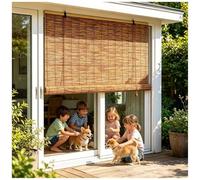 Estor Enrollable de Caña Natural 85×180cm,Persiana de Bambú Estilo Oriental,Cortina de Madera para Porche y Patios Interiores,Eco-Friendly Marrón