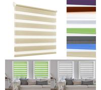 Estor Enrollable de Doble Capa Noche y Día 55 x 110 cm Fijación sin Taladrar Persiana Enrollable Blackout Incluye Clips de Sujeción Klemmfix para Dormitorio, Beige