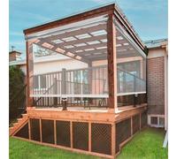 Estor enrollable de PVC transparente para patio y balcón al aire libre, inalámbrico, resistente al polvo, resistente a la intemperie, con asa, 115 x 100 cm, perfecto para privacidad y sombra