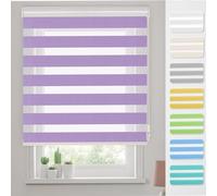Estor Enrollable Día y Noche 100 x 200 cm fácil instalación Estor Enrollable con Doble Tejido con Cadena, Protección de Pantalla para Ventanas, Morado