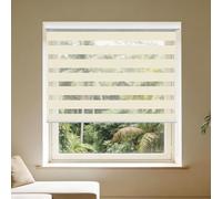 Estor Enrollable Doble Capa 100 x 195 cm Fácil Instalación Estor Enrollable Día Noche Translúcido y Oscurecido para Sala Cuarto Dormitorio Comedor Cocina Salón, Blanquecino