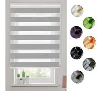 Estor Enrollable Doble Capa Noche y Día 120 x 200 cm Cierra el Paso de la luz Tela Oscurecedora Estor Enrollable Opaco, Incluye Accesorios para Puertas y Ventanas, Gris Claro