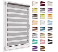 Estor Enrollable Doble Sin Taladrar, 30x220 cm tamaño de la Tela, Duo Rollo Klemmfix, Translúcido Y Oscurecedor, Día Y Noche, Estor Enrollable De Protección Solar, para Ventanas Y Puertas