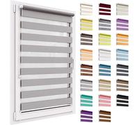 Estor Enrollable Doble Sin Taladrar, 34x250 cm tamaño de la Tela, Duo Rollo Klemmfix, Translúcido Y Oscurecedor, Día Y Noche, Estor Enrollable De Protección Solar, para Ventanas Y Puertas