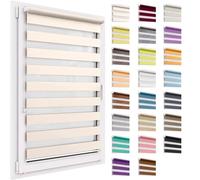 Estor Enrollable Doble Sin Taladrar, 39x220 cm tamaño de la Tela, Duo Rollo Klemmfix, Translúcido Y Oscurecedor, Día Y Noche, Estor Enrollable De Protección Solar, para Ventanas Y Puertas