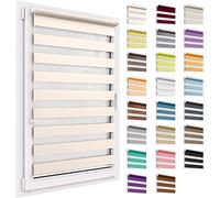 Estor Enrollable Doble Sin Taladrar, 50x250 cm tamaño de la Tela, Duo Rollo Klemmfix, Translúcido Y Oscurecedor, Día Y Noche, Estor Enrollable De Protección Solar, para Ventanas Y Puertas