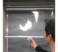 Estor enrollable impermeable de PVC transparente con asa, resistente al viento, para balcón, patio, puerta y divisor de refrigerador, 70 x 100 cm (ancho x alto)