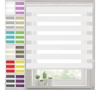 Estor Enrollable Noche y día 55 x 180 cm Fácil Instalar,Poliéster Persiana de Decorativas, Incluye Accesorios Protección de Pantalla para Ventanas, Blanco