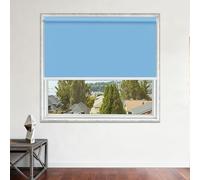 Estor Enrollable Opaco 110 x 225 cm Protección Solar Estor Enrollable Día Noche Incluye Accesorios de Montaje para Ventanas, Puertas, Balconeras, Cocina U Oficina, Azul Claro