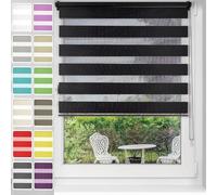 Estor Enrollable Opaco 80 x 150 cm Noche y Día Pesiana Enrollable Liso con Cadena, Protección de Pantalla para Ventanas, Negro