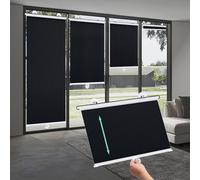Estor Enrollable Opaco con Ventosa, Tejidos Aislantes Retráctil con Muelles, Cortinas Estores Portátiles Multifuncionales, 45/50/58/68/75/80cm, Estores De Privacidad,Black-40x125cm/16x49in