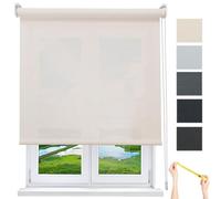 Estor Enrollable Screen 1% 70 x 180 cm - A Medida Desde 40 a 300 cm de Ancho. Blanco Lino. Intimidad y Aislamiento Frio y Calor. Estor Termico para Pared o Techo