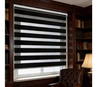 Estor Enrollable Translúcido Liso 45 x 105 cm Filtra La Luz sin Oscurecer, Fácil Instalación, sin Herramientas Estores Noche y Dia Elegantes para Puertas y Ventanas, Negro