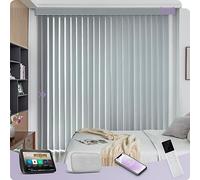 Estor enrollable vertical motorizado con mando a distancia, color gris claro, compatible con Alexa y Google Electric Light Filtering, juego completo de lamas