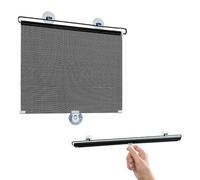 Estor Enrollables Opaca con Ventosas para Ventanas, Persiana Enrollable Telescópica, Persianas Temporales para Ventanas Y Estores De Cocina/Oficina/Coche, Sin Taladrar(Negro,50x125cm)