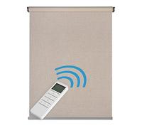 Estor Motorizado Opaco de Alta Gama Estor Enrollable Blackout con Motor y Mando. Estores Opacos eléctricos Automáticos con Batería y Acabados Premium: Contrapeso de Aluminio STORESDECO Lino 160x250 cm
