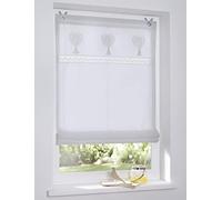 Estor plegable Camille bordado corazon sin taladrar blanco ancho ca. 60 x altura 140 cm