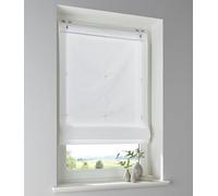 Estor Stig de 100% algodón en color blanco monocromo, opaco, montaje sin agujeros, con gancho para ventana, ancho 60 x alto 140 cm