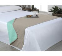 Estoralis AVA | Camino Cama Reversible | Primavera-Verano-otoño-Invierno 100% Microfibra Extra Suave. | Beig/Turquesa | Cama 140/150/160 cm. (60 x 230 cm.) | Cubre pies de Cama Multiusos.