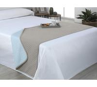 Estoralis AVA | Camino Cama Reversible | Primavera-Verano-otoño-Invierno 100% Microfibra Extra Suave. | Beige/Celeste | Cama 80/90 cm. (60 x 160 cm.) | Cubre pies de Cama Multiusos.