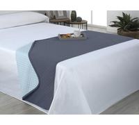 Estoralis AVA | Camino Cama Reversible | Primavera-Verano-otoño-Invierno 100% Microfibra Extra Suave. | Celeste/Piedra | Cama 140/150/160 cm. (60 x 230 cm.) | Cubre pies de Cama Multiusos.