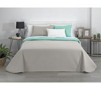 Estoralis AVA | Colcha boutí Reversible | Primavera-Verano-otoño-Invierno 100% Microfibra Extra Suave. | Beige/Turquesa | Cama 180 cm. (270 x 270 cm. AnchoxAlto) | Colcha Multiusos.