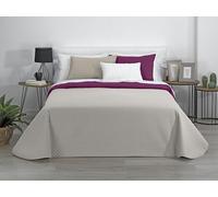 Estoralis AVA | Colcha boutí Reversible | Primavera-Verano-otoño-Invierno 100% Microfibra Extra Suave. | Beige/Fucsia | Cama 80/90 cm. (180 x 270 cm. AnchoxAlto) | Colcha Multiusos.