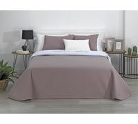 Estoralis AVA | Colcha boutí Reversible | Primavera-Verano-otoño-Invierno 100% Microfibra Extra Suave. | Blanco/Taupe | Cama 180 cm. (270 x 270 cm. AnchoxAlto) | Colcha Multiusos.