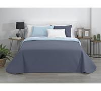 Estoralis AVA | Colcha boutí Reversible | Primavera-Verano-otoño-Invierno 100% Microfibra Extra Suave. | Celeste/Piedra | Cama 140/150/160 cm. (250 x 270 cm. AnchoxAlto) | Colcha Multiusos.