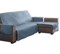Estoralis AVA | Funda Chaise Longue Moderna | Tejido Acolchado Celeste | Chaisse Longue 240 cm Brazo Derecho Tamaño de Tela 240 x 255 cm (Ancho por Alto) | Protector para Todo Tipo de Sofás