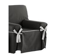 Estoralis Beret | Funda Sofá Lazos Diseño Moderno | Tejido Jaquard Color Gris Antracita | para Sillón o Relax 1 Plaza | Tamaño de Tela (de 80 a 110 cm.) Funda para Todo Tipo de Sofás