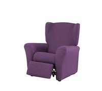 Estoralis Berta | Funda Sillon de Diseño Moderno | Tejido Elastico Violeta | para Sillon Relax (de 70 a 90 cm.) | Maxima Adaptabilidad a Todo Tipo de sillones
