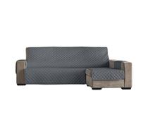 Estoralis Eden | Funda Chaise Longue Moderna | Tejido Acolchado Antracita | Chaisse Longue 290 cm Brazo Derecho Tamaño de Tela 290 x 255 cm (Ancho por Alto) | Protector para Todo Tipo de Sofás