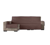 Estoralis Eden | Funda Chaise Longue Moderna | Tejido Acolchado Marrón | Chaisse Longue 240 cm Brazo Izquierdo Tamaño de Tela 240 x 255 cm (Ancho por Alto) | Protector para Todo Tipo de Sofás