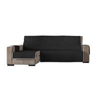 Estoralis Eden | Funda Chaise Longue Moderna | Tejido Acolchado Negro | Chaisse Longue 240 cm Brazo Izquierdo Tamaño de Tela 240 x 255 cm (Ancho por Alto) | Protector para Todo Tipo de Sofás