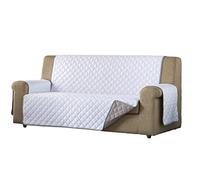 Estoralis Eden | Funda de Sofá Diseño Moderno | Tejido Acolchado Blanco/Taupé | para Sofá de 2 Plazas | Tamaño de Tela 110 x 220 cm (Ancho por Alto) | Protector para Todo Tipo de Sofás