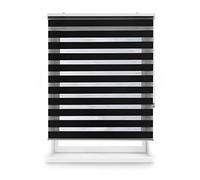 Estoralis - Shae - Estor Enrollable Doble Tejido, Noche y día, Negro, 125 x 175 cm